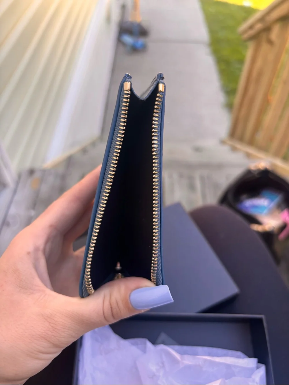 Paul Smith Teal Zip Card Holder with Gold Hardware